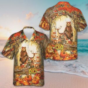 Autumn Animals Hawaiian Shirt Funny Thanksgiving Shirt Gifts For Friends