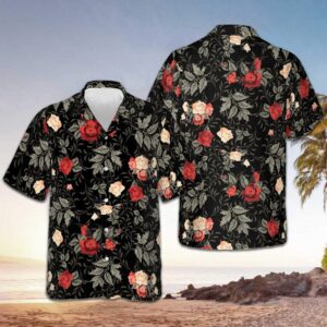 Rose Pattern Hawaiian Shirt Men's Button Up Shirts Summer Best Gift For Brother