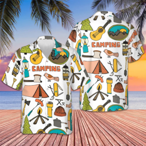 Camping Travel Road Trip Hawaiian Shirt Button Up Beach Shirts Men's Gifts For Campers