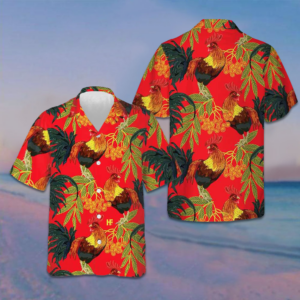 Rooster Red Hawaiian Shirt Men's Button Down Beach Shirts Gifts For Boyfriend