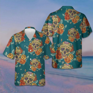 Roses Sugar Skulls Hawaiian Shirt Mexican Skull Shirt Day Of The Dead Gifts