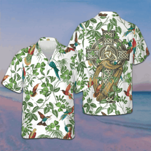 The Celtic Cross Harp Irish Shamrock Hawaiian Shirt Best Summer Shirts For Guys