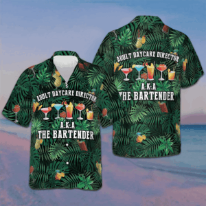 Adult Daycare Director The Bartender Hawaiian Shirt Men's Beach Button Up Gifts For Bartender