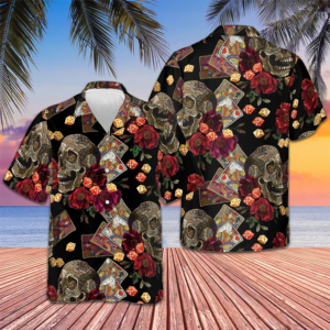 Casino Skull Colorful Hawaiian Shirt Men's Summer Short Sleeve Shirts Gifts For Casino Lovers