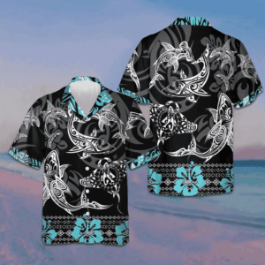 Blue Shark Hawaiian Shirt Beach Button Down Shirt Men Gifts For Brother