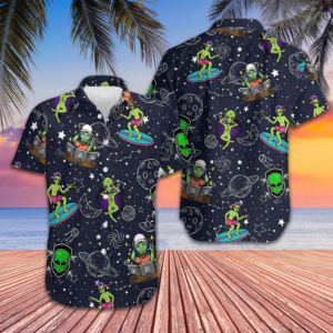 Aliens Night Sky Hawaiian Shirt Summer Beach Shirts Gifts For Sibling