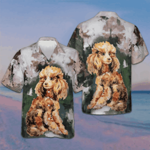 Poodle And Landscape Waterbrush Art Hawaiian Shirt Summer Short Sleeve Shirts Dog Owners Gifts