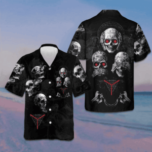 Idgaf Skull Hawaiian Shirt Gothic Skull Horror Button Up Gifts For Halloween
