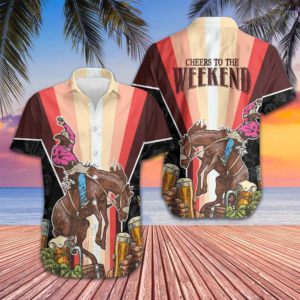 Cheers to the Weekend Rodeo Hawaiian Shirt Western Cowboy Drinking Shirt Gift For Him