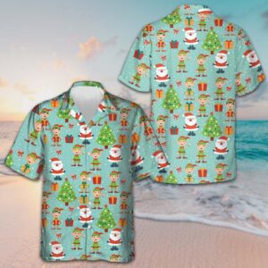 Santa Helper Pattern Hawaiian Shirt Merry Christmas Funny Shirt Gift Ideas For Boyfriend
