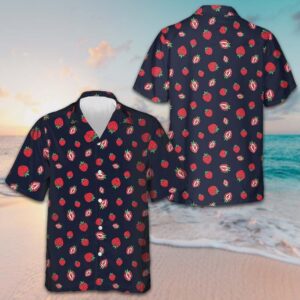 Strawberry Slice Hawaiian Shirt Men's Beach Button Up Gifts For Strawberry Lovers