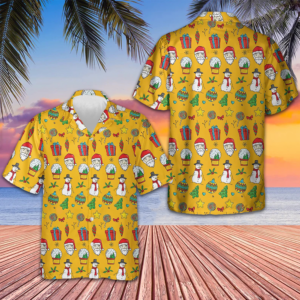 I Love Christmas Hawaiian Shirt Merry Christmas Yellow Button Up Shirt Gifts For Him