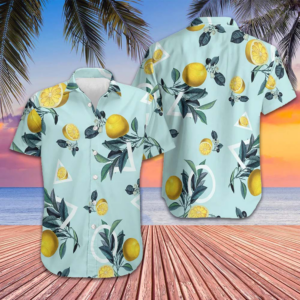 Tropical Lemon Pattern Hawaiian Shirt Men's Vacation Button Up Shirts Gifts For Summer