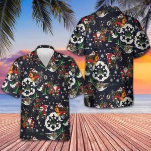 Santa On Motorcycle Hawaiian Shirt Men's Christmas Shirts Gifts For Motorcycle Lovers