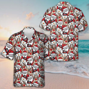 Santa Reindeer And Snowman Hawaiian Shirt Cute Xmas Shirt Gifts For Best Friends