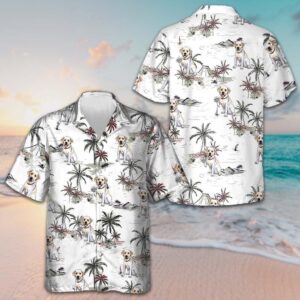 Labrador Retriever Tropical Pattern Hawaiian Shirt Men's Vacation Button Up Dog Lovers Gifts