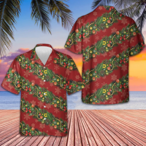 Christmas Pattern With Snowflakes Red Hawaiian Shirt Merry Xmas Short Sleeve Button Up Men