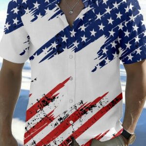 USA 250th Anniversary Button Up Shirt American Flag Independence Day Apparel Gifts For Men