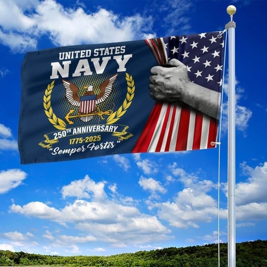 United States Navy Veteran Flag 250th Anniversary Semper Fortis 1 United States Navy Veteran Flag 250th Anniversary Semper Fortis