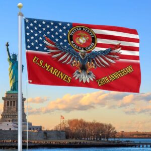 250th Anniversary Marine Corps Flag USMC Gifts For Marine Veteran on Father's Day