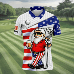 Personalized Golf Beer Man Golf Polo Shirt 4th Of July 250th Anniversary Father's Day Gifts