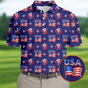 Waving Flags Uncle Sam Hats 250Th Anniversary Golf Polo Shirt Mens Fathers Day Presents