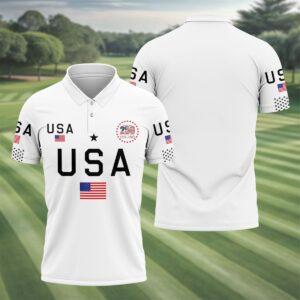 USA 250Th Anniversary Golf Polo Shirt 1776-2026 Apparel First Fathers Day Gift Ideas