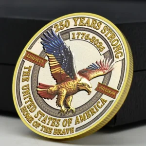 2026 USA 250th Anniversary Coin - Freedom Eagle Flags Golden Challenge Medal