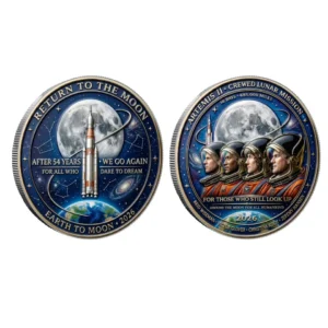 Artemis II 2026 Crewed Lunar Mission After 54Y Earth To Moon Commemorative Coin