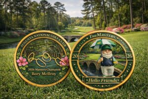 2026 Masters Champions Rory McIlroy Commemorative Coin Augusta Golf Collectible Masters Gnome Golf Gift for Him
