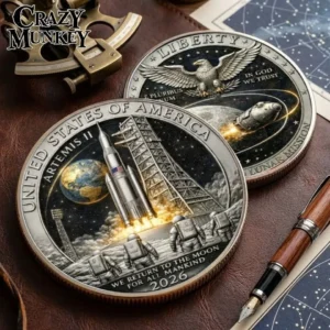 Artemis II 2026 Return to the Moon Silver Coin Lunar Flyby Souvenir Gift