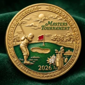 2026 Masters Golf Tournament Commemorative Coin Augusta Georgia Gold Plated Gift