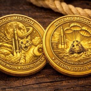Funny Cat Selfie Artemis II Moon Mission 2026 Commemorative Coin