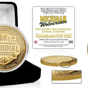 Michigan Wolverines 2026 NCAA Men's Basketball Champions Gold Plated Coin