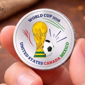 World Cup 2026 Commemorative Coin Silver: Soccer Fan Collectible USA Canada Mexico Tournament Coin
