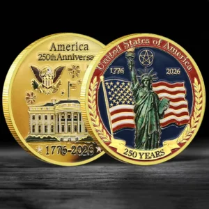 USA 250th Anniversary Challenge Coin Statue of Liberty White House 2026 Medal