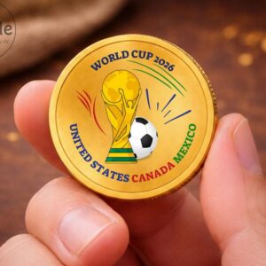 World Cup 2026 Commemorative Coin Gold: Soccer Fan Collectible USA Canada Mexico Tournament Coin