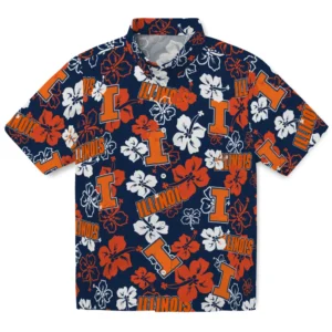 Illinois Fighting Illini Hibiscus Bloom Hawaiian Shirt