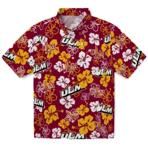 Louisiana-Monroe Warhawks Hibiscus Bloom Hawaiian Shirt
