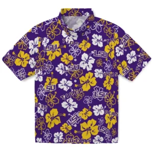 LSU Tigers Hibiscus Bloom Hawaiian Shirt