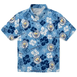 Manchester City Hibiscus Bloom Hawaiian Shirt