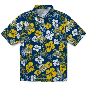 Marquette Golden Eagles Hibiscus Bloom Hawaiian Shirt