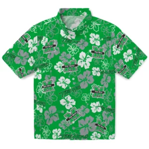Marshall Thundering Herd Hibiscus Bloom Hawaiian Shirt
