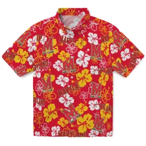 Maryland Terrapins Hibiscus Bloom Hawaiian Shirt
