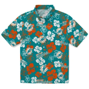 Miami Dolphins Hibiscus Bloom Hawaiian Shirt