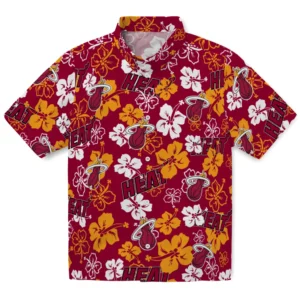 Miami Heat Hibiscus Bloom Hawaiian Shirt