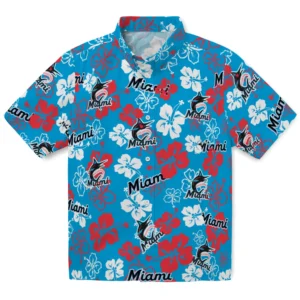 Miami Marlins Hibiscus Bloom Hawaiian Shirt