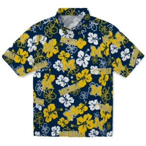 Michigan Wolverines Hibiscus Bloom Hawaiian Shirt