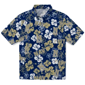 Navy Midshipmen Hibiscus Bloom Hawaiian Shirt