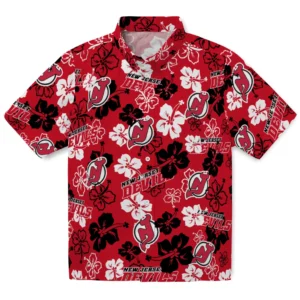 New Jersey Devils Hibiscus Bloom Hawaiian Shirt